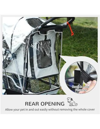 PawHut Dog Stroller with Rain Cover for Small Miniature Dogs, Folding Pet Pram with Cup Holder, Storage Basket, Reflective Strip