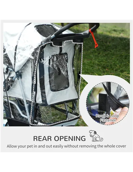 PawHut Dog Stroller with Rain Cover for Small Miniature Dogs, Folding Pet Pram with Cup Holder, Storage Basket, Reflective Strip