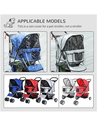 PawHut Dog Stroller with Rain Cover for Small Miniature Dogs, Folding Pet Pram with Cup Holder, Storage Basket, Reflective Strip