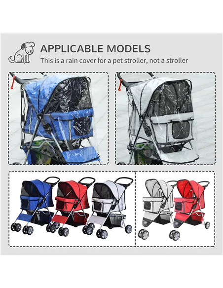 PawHut Dog Stroller with Rain Cover for Small Miniature Dogs, Folding Pet Pram with Cup Holder, Storage Basket, Reflective Strip