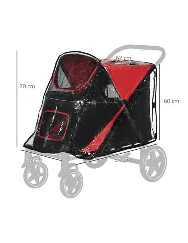 PawHut Rain Cover for Dog Pram, Stroller Buggy with Rear Entry