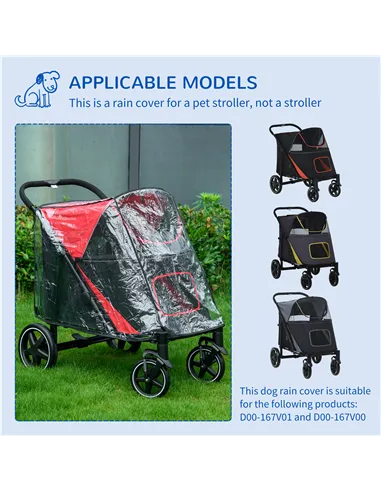 PawHut Rain Cover for Dog Pram, Stroller Buggy with Rear Entry