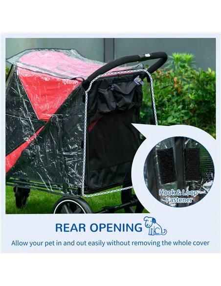 PawHut Rain Cover for Dog Pram, Stroller Buggy with Rear Entry