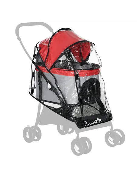PawHut Rain Cover for Dog Pram Stroller, with Front and Rear Entry
