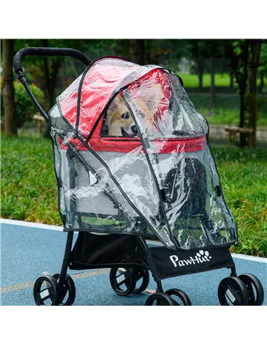 PawHut Rain Cover for Dog Pram Stroller, with Front and Rear Entry