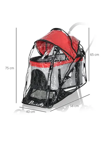 PawHut Rain Cover for Dog Pram Stroller, with Front and Rear Entry