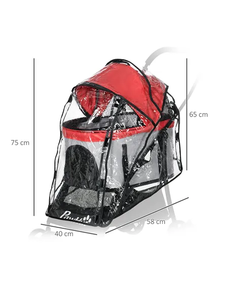 PawHut Rain Cover for Dog Pram Stroller, with Front and Rear Entry