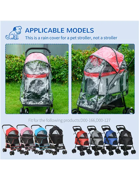PawHut Rain Cover for Dog Pram Stroller, with Front and Rear Entry