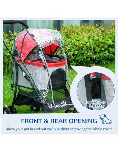 PawHut Rain Cover for Dog Pram Stroller, with Front and Rear Entry