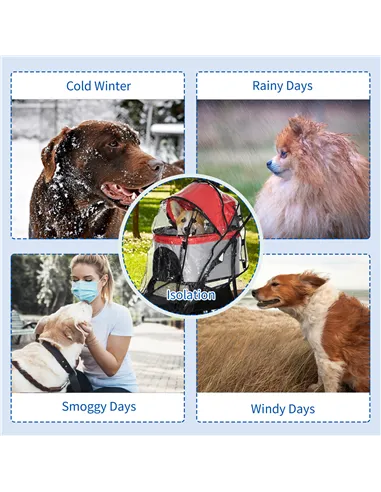 PawHut Rain Cover for Dog Pram Stroller, with Front and Rear Entry
