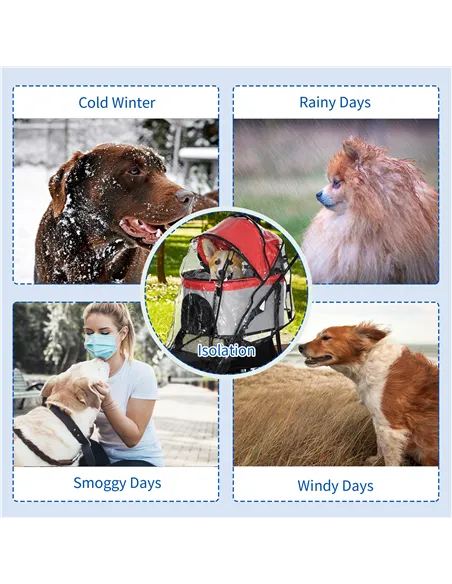 PawHut Rain Cover for Dog Pram Stroller, with Front and Rear Entry