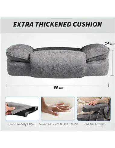 HOMCOM Leathaire Reclining Office Chair with Lumbar Support Pillow - Grey