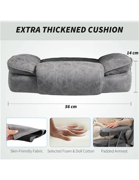 HOMCOM Leathaire Reclining Office Chair with Lumbar Support Pillow - Grey