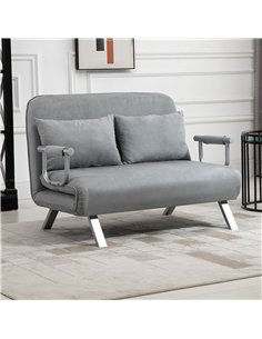 HOMCOM Two-Seater Click-Clack Sofa Bed - Light Grey 2