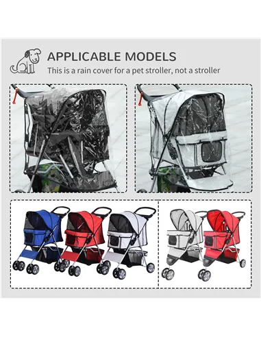 PawHut Pet Travel Stroller with Rain Cover, 4 Wheels Foldable Travel Carriage with Wheels Zipper Entry Cup Holder Storage Basket