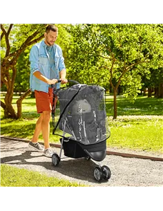 PawHut Pet Travel Stroller with Rain Cover, 3 Wheels Foldable Cat Dog Pushchair with Storage Basket and Cupholder for Small Mini 2