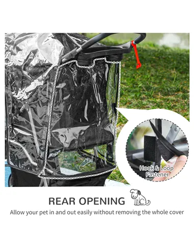 PawHut Pet Travel Stroller with Rain Cover, 3 Wheels Foldable Cat Dog Pushchair with Storage Basket and Cupholder for Small Mini