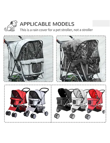 PawHut Pet Travel Stroller with Rain Cover, 3 Wheels Foldable Cat Dog Pushchair with Storage Basket and Cupholder for Small Mini
