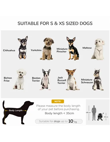 PawHut Detachable Pet Stroller with Rain Cover, 3 In 1 Cat Dog Pushchair, Foldable Carrying Bag w/ Universal Wheels, Brake, Cano