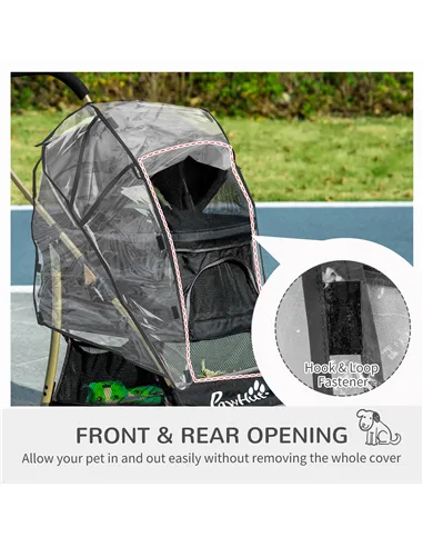 PawHut Detachable Pet Stroller with Rain Cover, 3 In 1 Cat Dog Pushchair, Foldable Carrying Bag w/ Universal Wheels, Brake, Cano