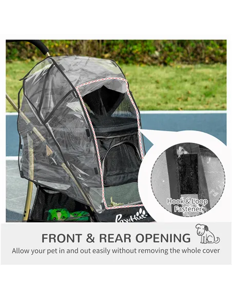 PawHut Detachable Pet Stroller with Rain Cover, 3 In 1 Cat Dog Pushchair, Foldable Carrying Bag w/ Universal Wheels, Brake, Cano