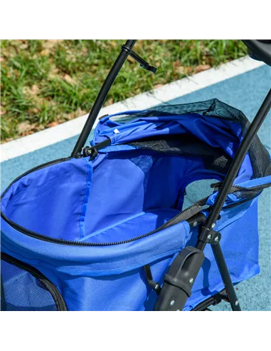 PawHut Dog Stroller with Rain Cover, Dog Pushchair One-Click Fold Trolley Jogger with EVA Wheels Brake Basket Adjustable Canopy 