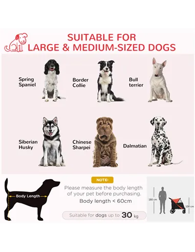 PawHut One-Click Foldable Pet Travel Stroller with Rain Cover, Cat Dog Pushchair with Universal Front Wheels, Shock Absorber, St