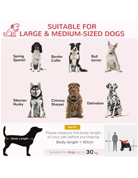 PawHut One-Click Foldable Pet Travel Stroller with Rain Cover, Cat Dog Pushchair with Universal Front Wheels, Shock Absorber, St