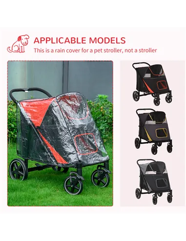 PawHut One-Click Foldable Pet Travel Stroller with Rain Cover, Cat Dog Pushchair with Universal Front Wheels, Shock Absorber, St