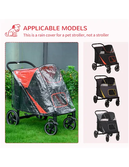 PawHut One-Click Foldable Pet Travel Stroller with Rain Cover, Cat Dog Pushchair with Universal Front Wheels, Shock Absorber, St