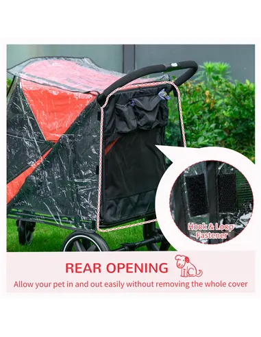 PawHut One-Click Foldable Pet Travel Stroller with Rain Cover, Cat Dog Pushchair with Universal Front Wheels, Shock Absorber, St