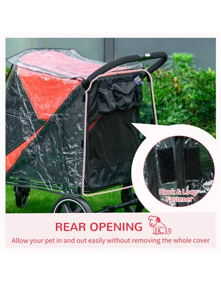 PawHut One-Click Foldable Pet Travel Stroller with Rain Cover, Cat Dog Pushchair with Universal Front Wheels, Shock Absorber, St