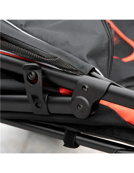 PawHut One-Click Foldable Pet Travel Stroller with Rain Cover, Cat Dog Pushchair with Universal Front Wheels, Shock Absorber, St