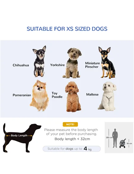 PawHut Dog Stroller with Rain Cover, Dog Pushchair One-Click Fold Trolley Jogger with EVA Wheels Brake Basket Adjustable Canopy 