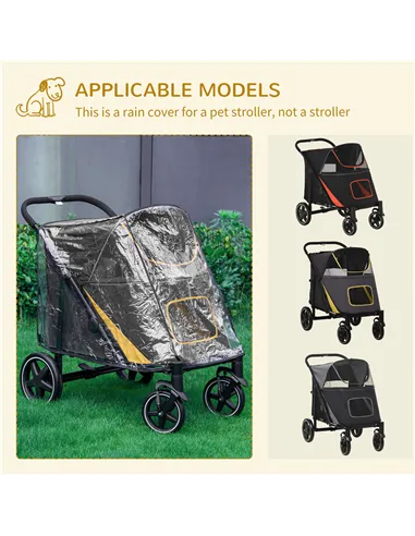 PawHut One-Click Foldable Pet Travel Stroller with Rain Cover, Cat Dog Pushchair with Universal Front Wheels, Shock Absorber, St