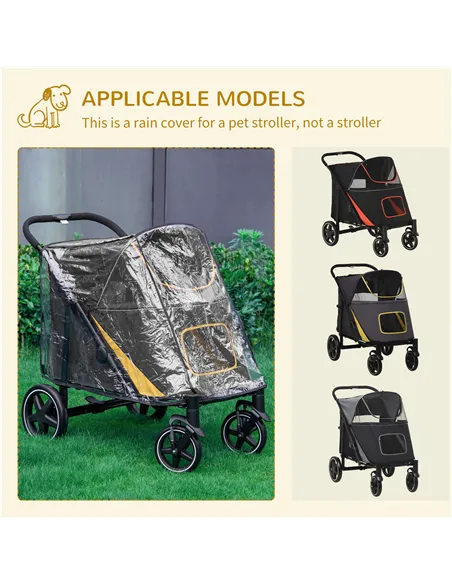 PawHut One-Click Foldable Pet Travel Stroller with Rain Cover, Cat Dog Pushchair with Universal Front Wheels, Shock Absorber, St