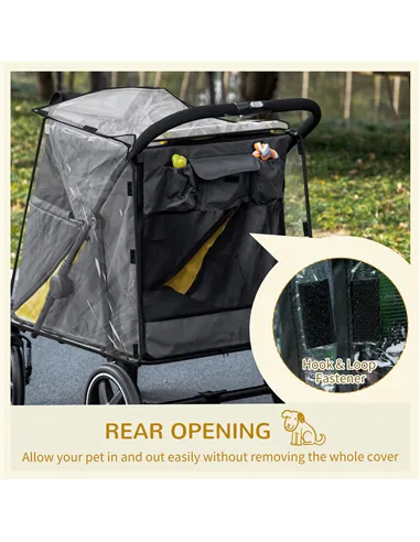 PawHut One-Click Foldable Pet Travel Stroller with Rain Cover, Cat Dog Pushchair with Universal Front Wheels, Shock Absorber, St