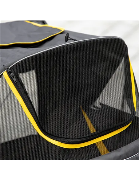 PawHut One-Click Foldable Pet Travel Stroller with Rain Cover, Cat Dog Pushchair with Universal Front Wheels, Shock Absorber, St