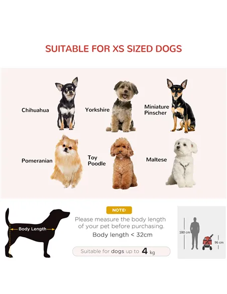 PawHut Dog Stroller with Rain Cover, Dog Pushchair One-Click Fold Trolley Jogger with EVA Wheels Brake Basket Adjustable Canopy 