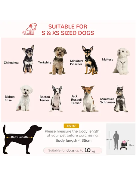 PawHut Detachable Pet Stroller with Rain Cover, 3 In 1 Cat Dog Pushchair, Foldable Carrying Bag w/ Universal Wheels, Brake, Cano