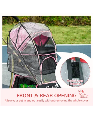 PawHut Detachable Pet Stroller with Rain Cover, 3 In 1 Cat Dog Pushchair, Foldable Carrying Bag w/ Universal Wheels, Brake, Cano