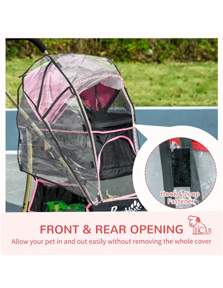 PawHut Detachable Pet Stroller with Rain Cover, 3 In 1 Cat Dog Pushchair, Foldable Carrying Bag w/ Universal Wheels, Brake, Cano