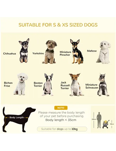 PawHut Detachable Pet Stroller with Rain Cover, 3 In 1 Cat Dog Pushchair, Foldable Carrying Bag w/ Universal Wheels, Brake, Cano