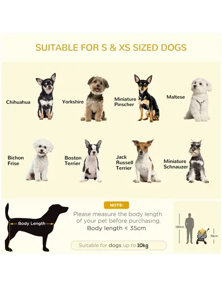 PawHut Detachable Pet Stroller with Rain Cover, 3 In 1 Cat Dog Pushchair, Foldable Carrying Bag w/ Universal Wheels, Brake, Cano