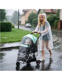 PawHut Foldable Pet Stroller w/ Rain Cover, for XS Dogs, S Dogs - Green 2
