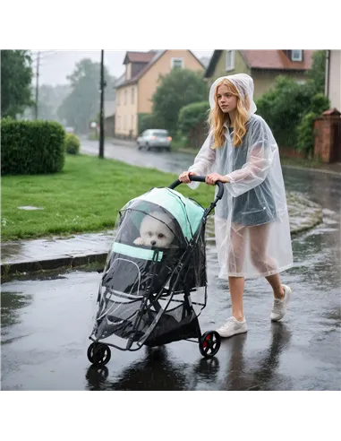 PawHut Foldable Pet Stroller w/ Rain Cover, for XS Dogs, S Dogs - Green