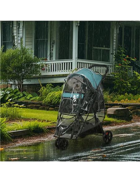 PawHut Foldable Pet Stroller w/ Rain Cover, for XS Dogs, S Dogs - Dark Green