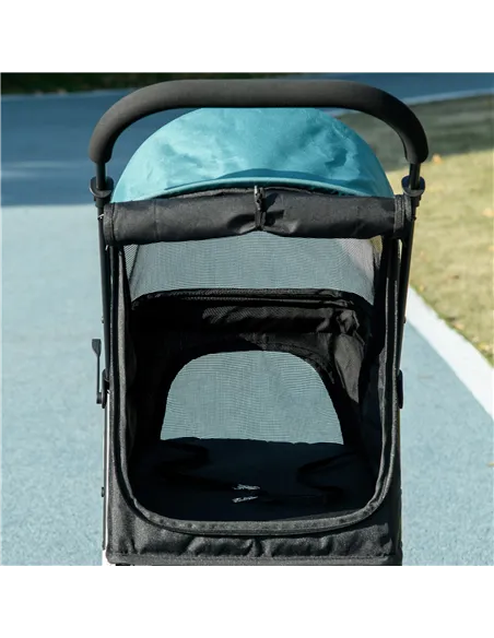 PawHut Foldable Pet Stroller w/ Rain Cover, for XS Dogs, S Dogs - Dark Green