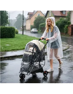 PawHut Foldable Pet Stroller w/ Rain Cover, for XS Dogs, S Dogs - Khaki 2