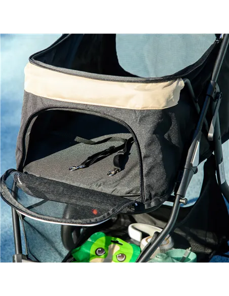 PawHut Foldable Pet Stroller w/ Rain Cover, for XS Dogs, S Dogs - Khaki